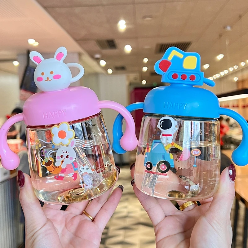 儿童刻度牛奶杯宝宝学饮杯6个月1-3岁婴儿直饮家用幼儿园吸管水杯