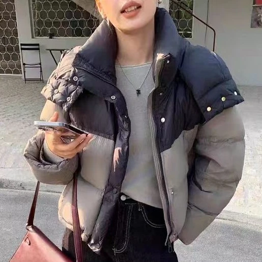 常规拼接女短款加绒加厚款城市机能风