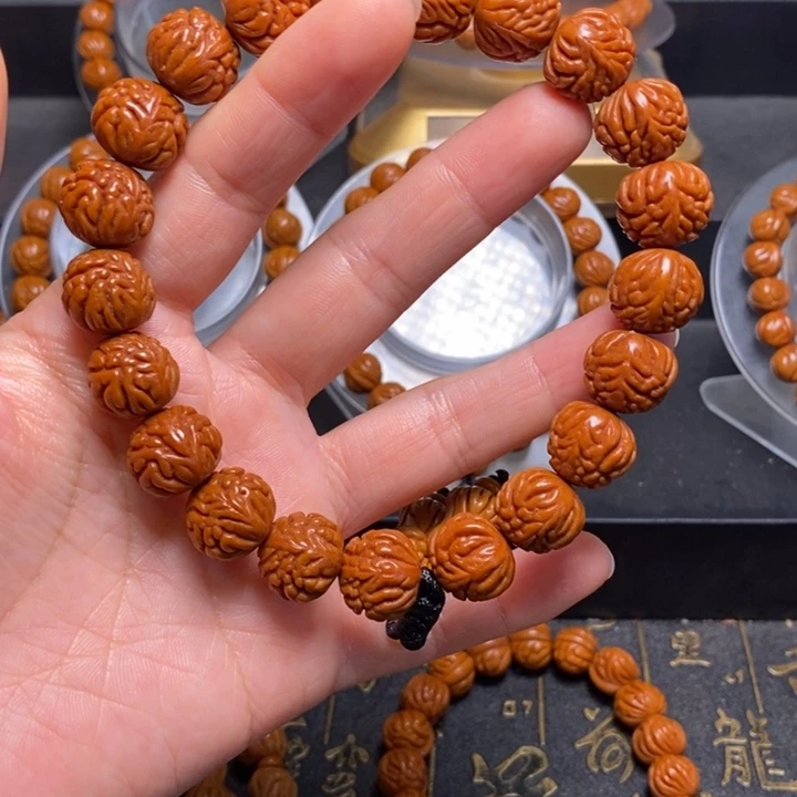 桃核手串龙鳞金蟾纹手串