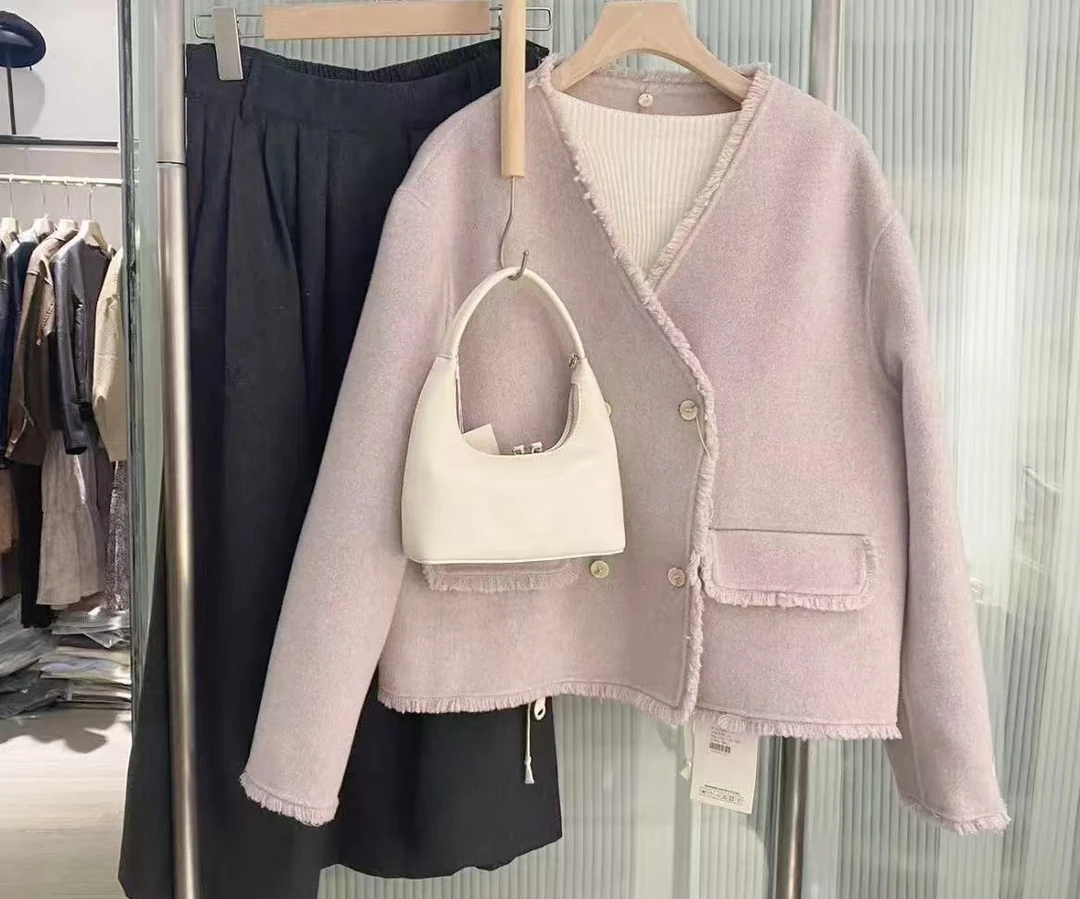 10羊绒柜子款短款毛呢外套女时尚秋季春季女装小个子西装小香风