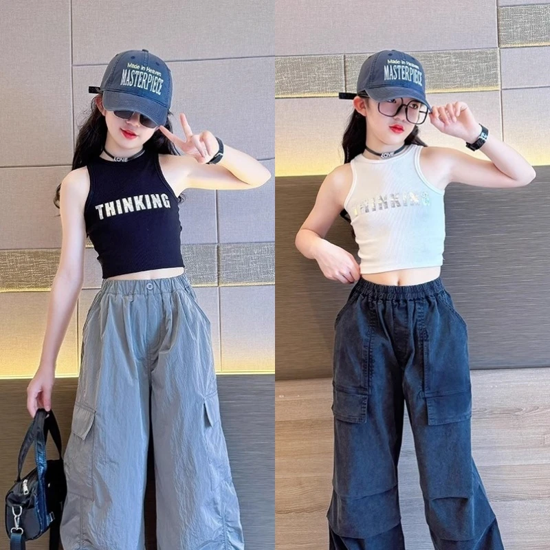 女童高腰背心儿童今年夏季新款辣妹露脐上衣短款潮服夏装无袖t恤1