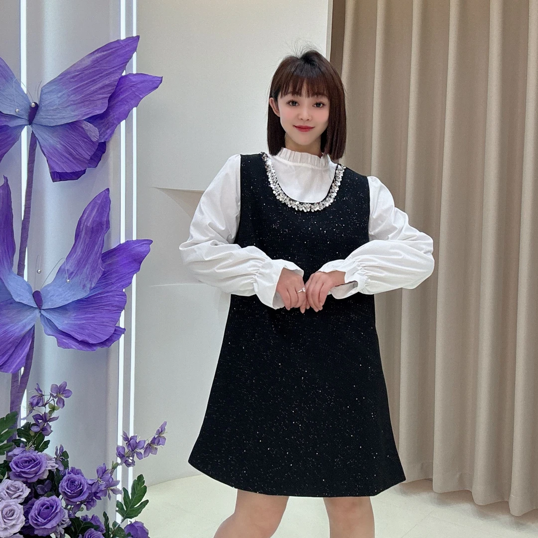 【木果甄选】春季新款大码女装时尚百搭大码连衣裙星空