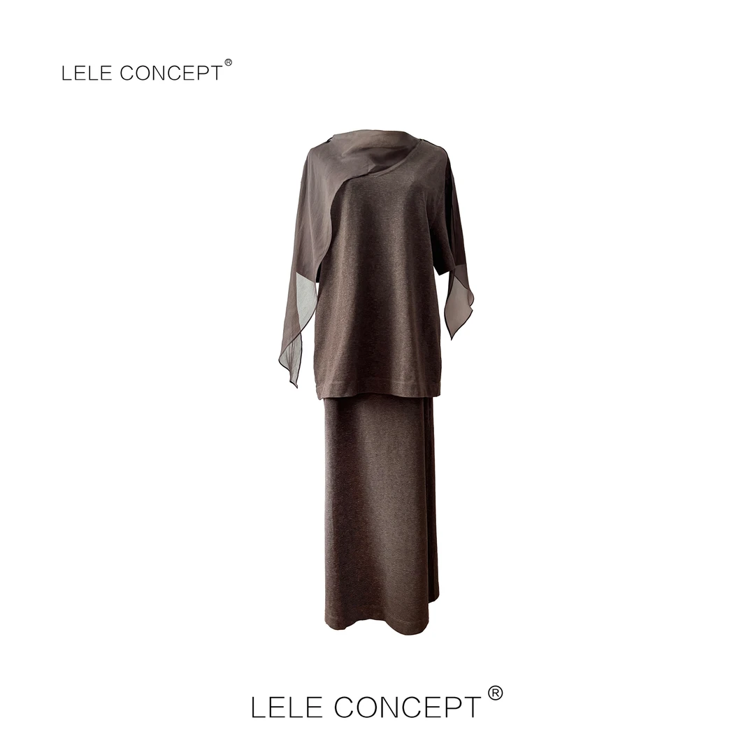 LELE CONCEPT丨「丽」法式轻奢高级感围巾领半袖套裙T0166