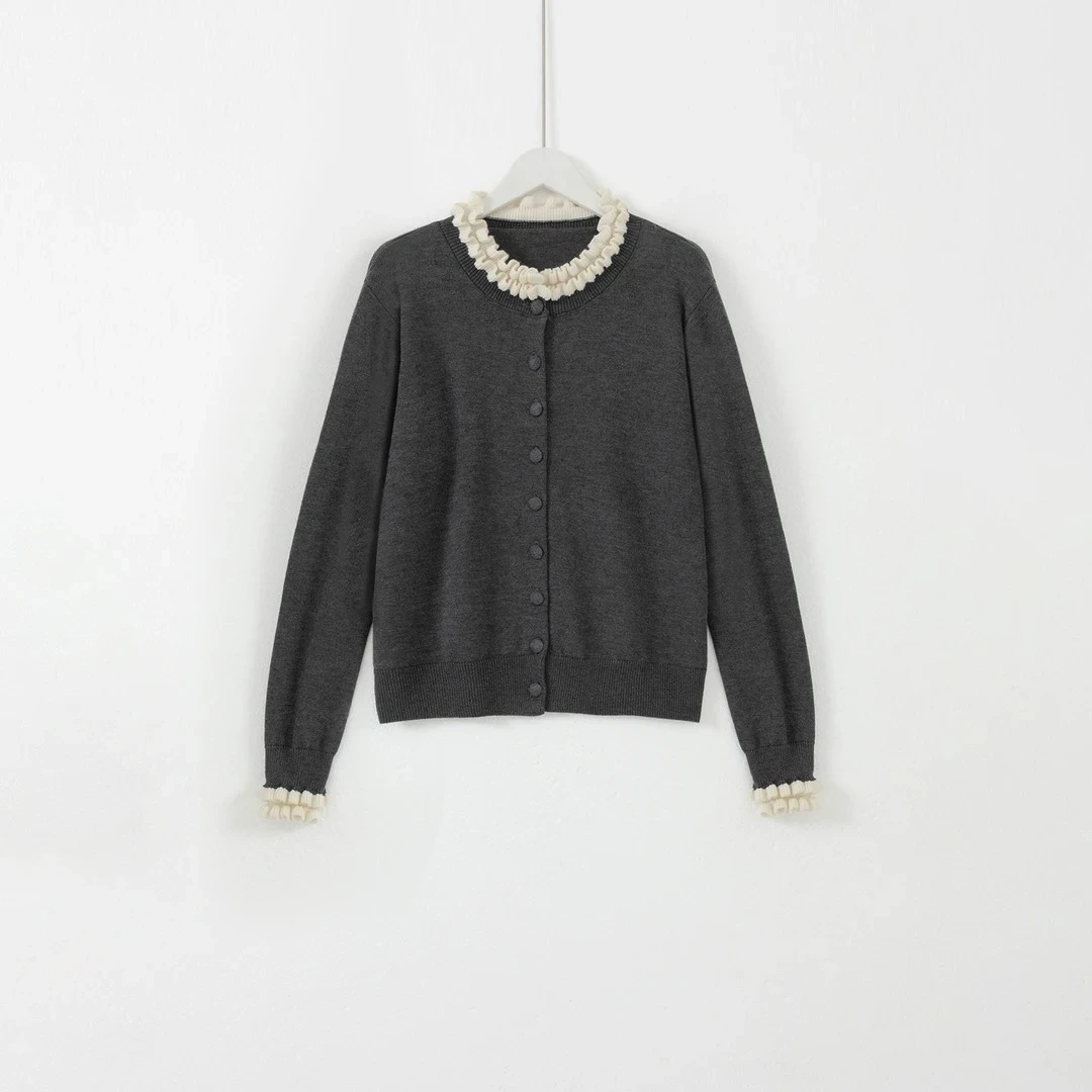 2025时尚新款气木耳领针织衫秋冬打底衫休闲风毛针织上衣女H8-52