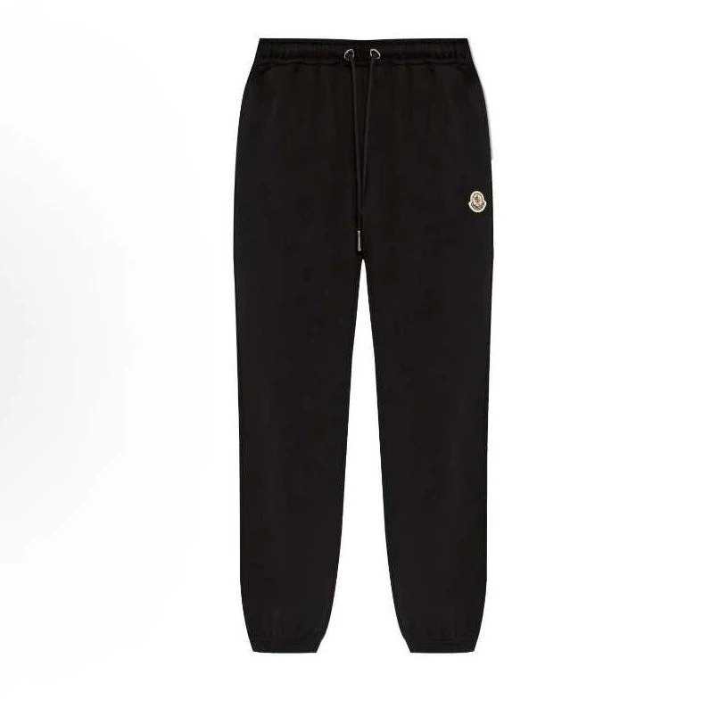 全新未使用 MONCLER 蒙口PANTALONE腰部抽绳黑色休闲棉质运动卫裤