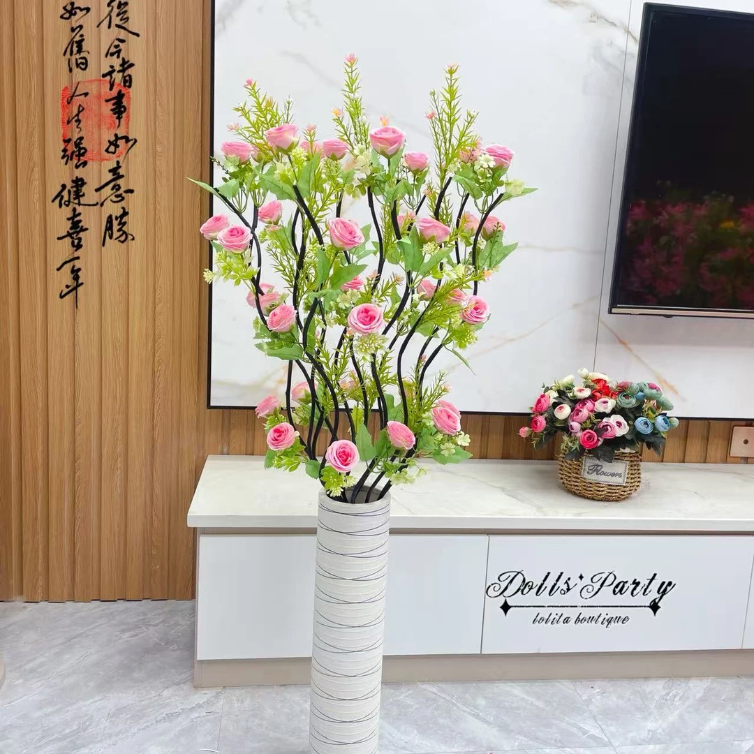仿真花客厅摆件落地假花装饰花干花花束插花玫瑰花玄关新房装饰