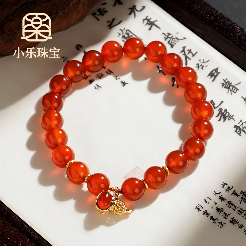 本命年红色原创红玛瑙葫芦吊坠手链多样性发一-8796