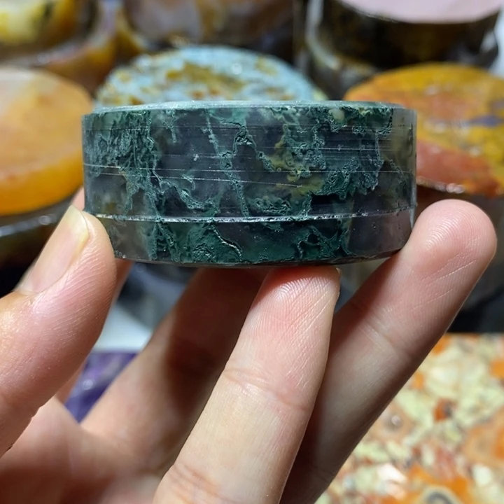 娜***姐定制玛瑙两个圆牌抛光