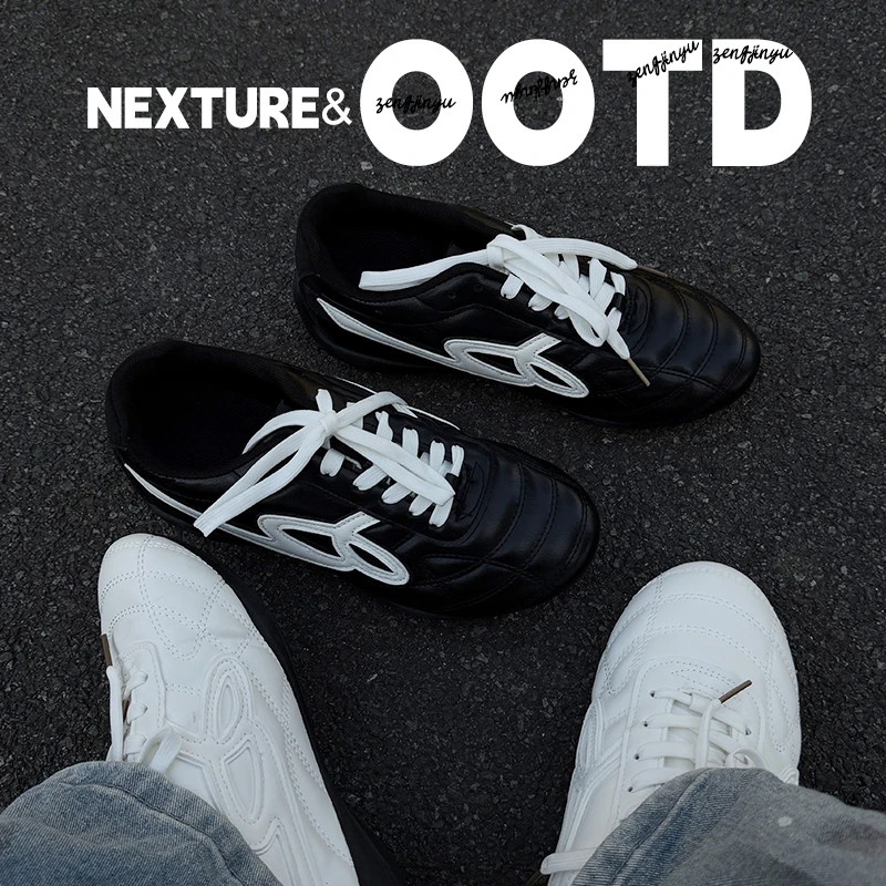 NEXTURE内增高5cm皮面德训鞋男秋冬季休闲鞋女明星同款复古赛车鞋