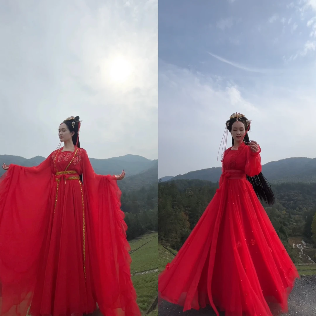 红色古风四季款超仙气影视服装