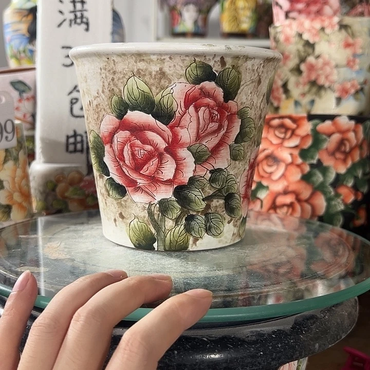 景德镇手绘花盆满38包邮偏远地区除外
