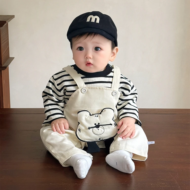 婴幼儿套装春秋卡通宝宝两件套男童秋季背带裤外出服婴儿连体衣服