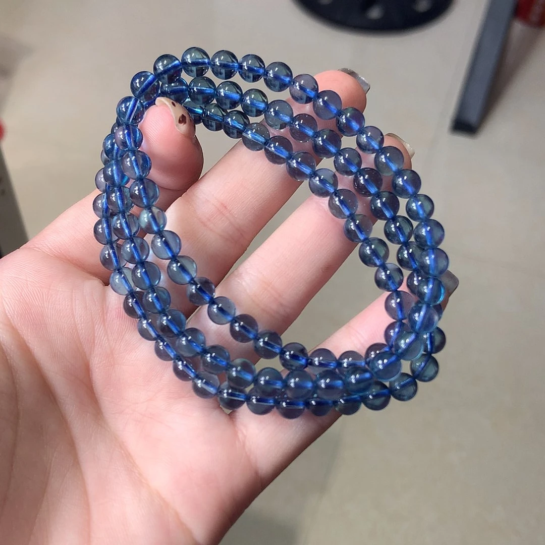 未镶嵌手串海蓝宝石魔鬼蓝三圈5m+【1800元】要拍18件
