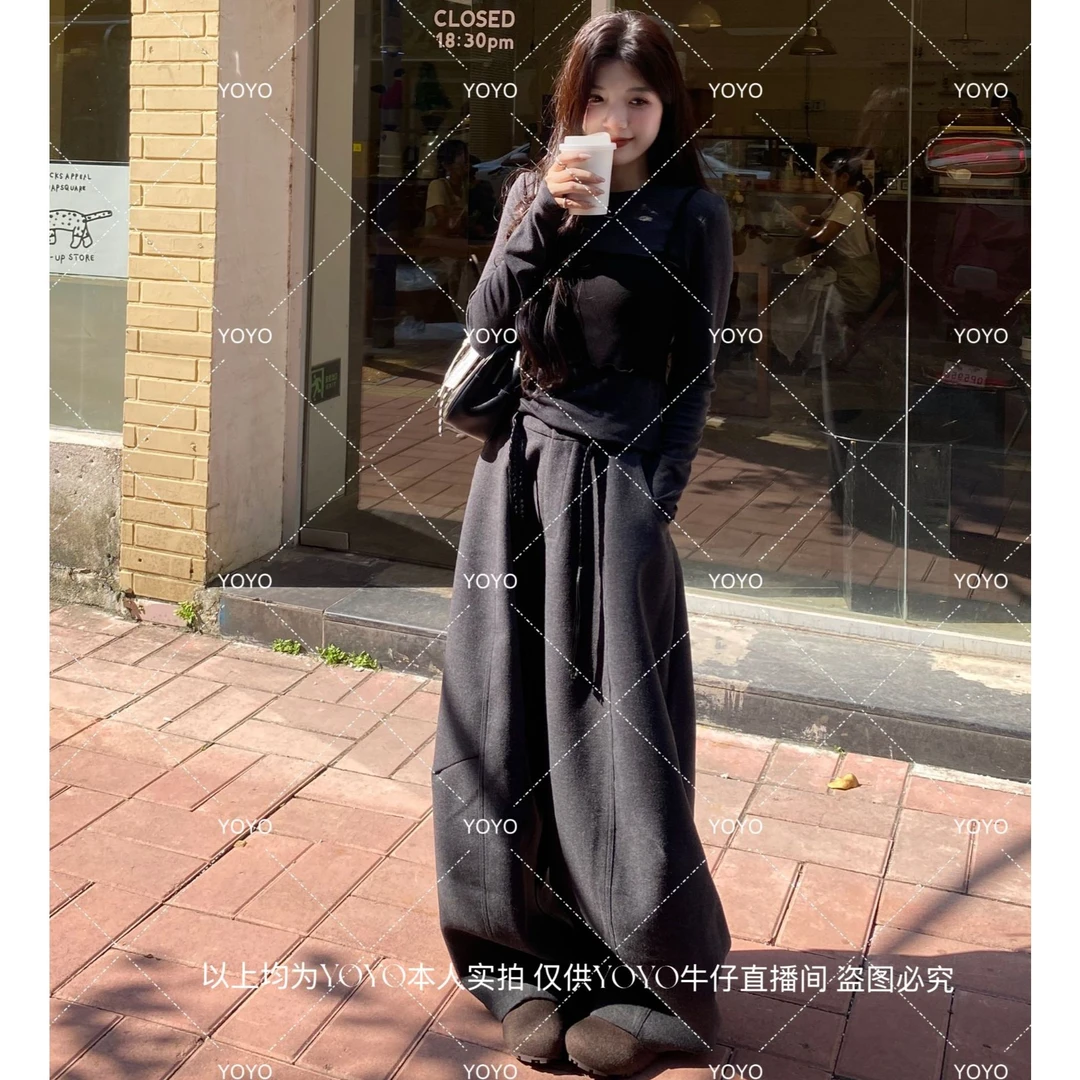 YOYO自制2【毛呢气球裤】秋款显瘦时尚韩版毛呢休闲气球裤拖地裤