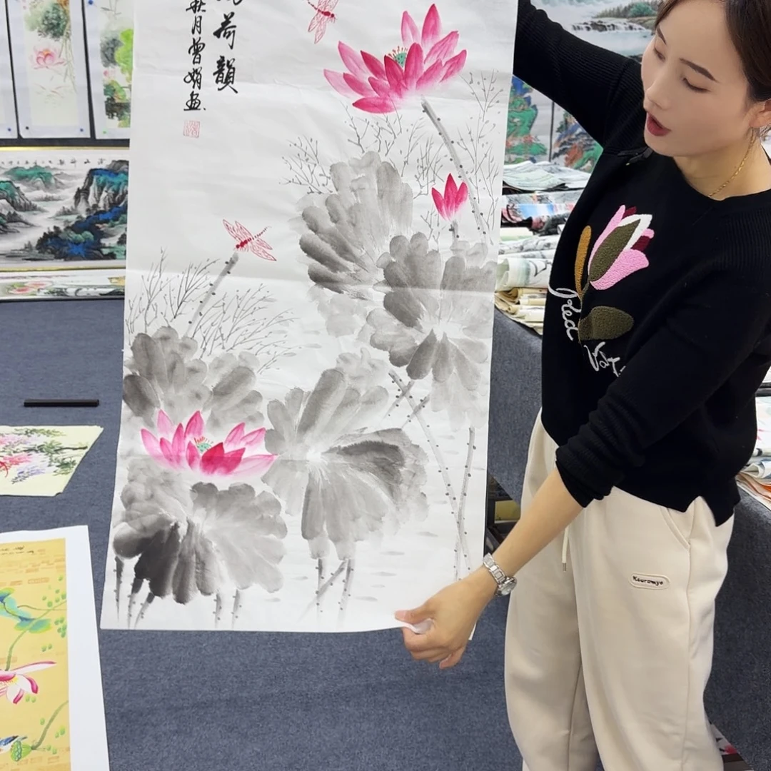 国画作品小姐姐放漏中