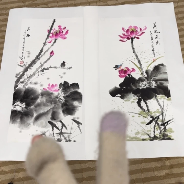 张***詺国画花鸟等图案为一体而