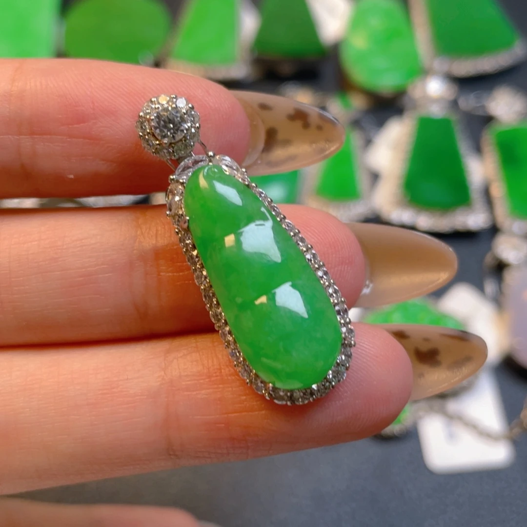 翡翠银S925镶嵌吊坠(不含链)