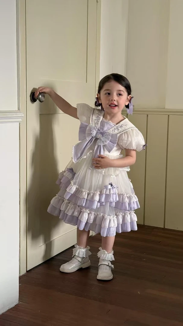 2025年夏季女宝宝儿童短袖库洛米美乐蒂卡通甜美动漫连衣裙公主裙