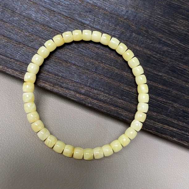 随机发货7毫米天然俄料浓蜡鸡油黄蜜蜡直切手串浓蜡虎皮老型珠圆