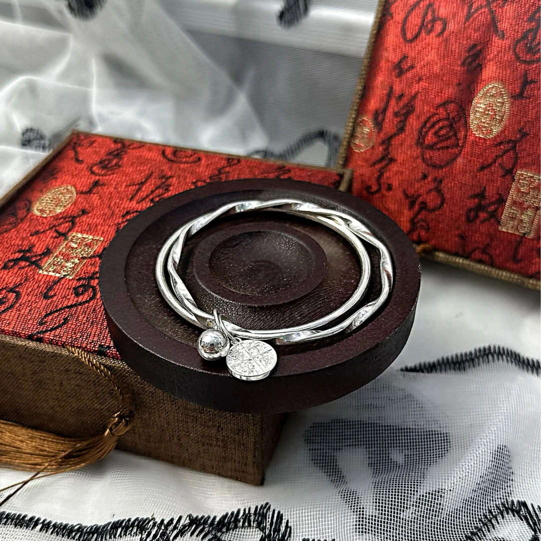 足银手镯 999.9 22g【S017】 莫比乌斯双环手镯经典百搭手工时尚
