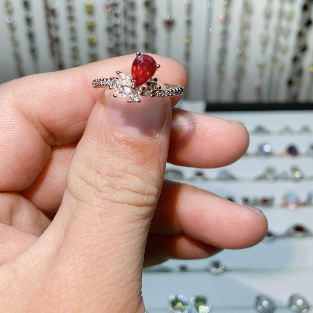 绿水晶戒指银S925镶嵌