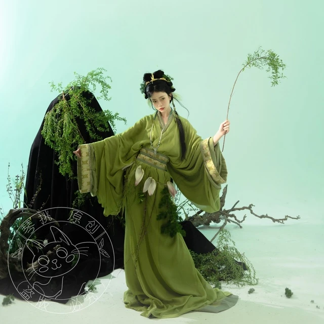 琴挑汉服【遇萤】战国袍直裾马山楚墓复原款新品绿色夏季春夏薄款