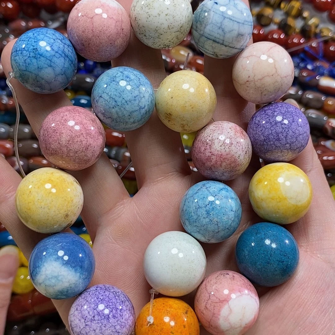 玛瑙/玉髓未镶嵌珠宝半成品彩地球玛瑙一条卡20mm