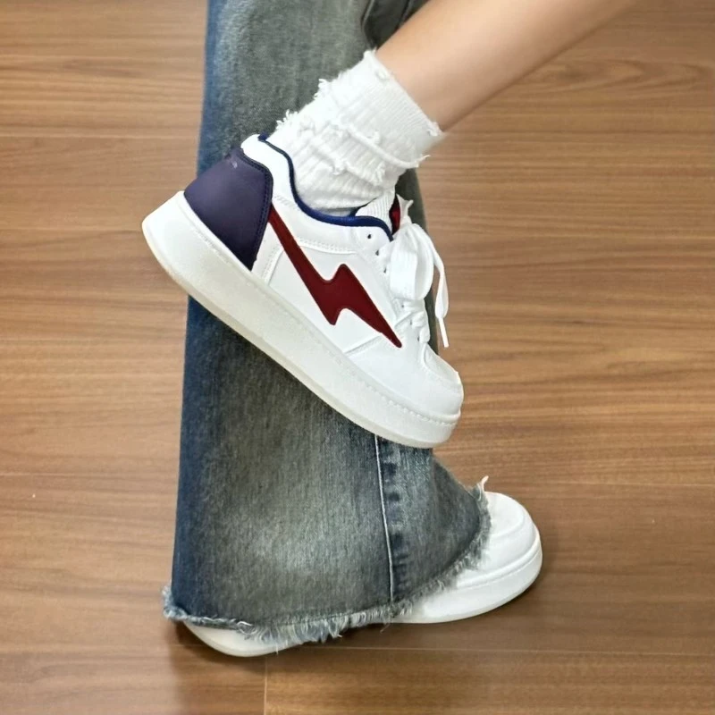 鞋子2024秋季原创鸳鸯字母面包鞋情侣复古增高鞋国潮板鞋闪电平底