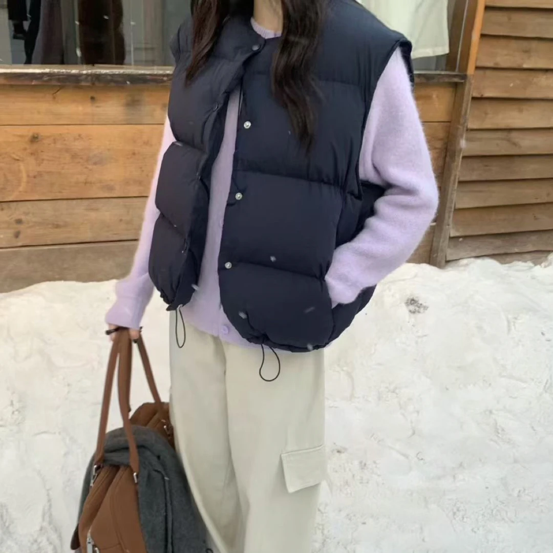 egg 韩系秋冬新款宽松面包服排扣百搭高级感保暖马甲外套女#307