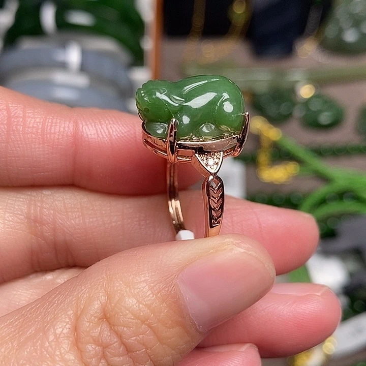 和田玉银S925镶嵌戒指