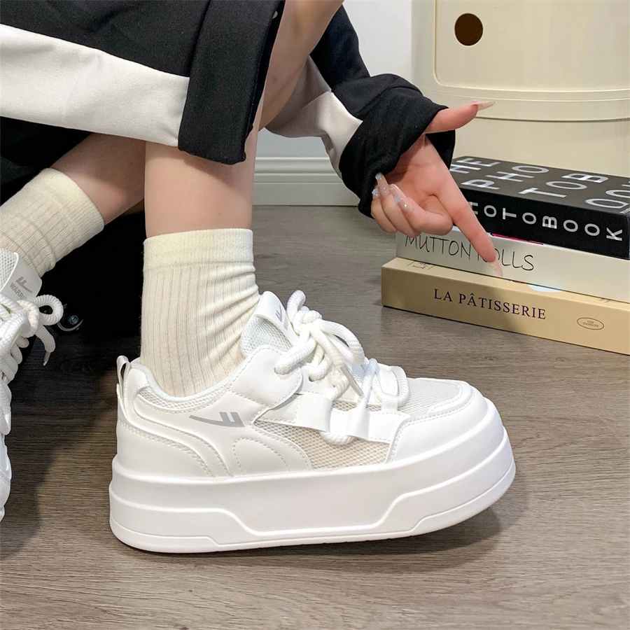 回力百搭小白鞋女爆改网面新款增高厚底休闲鞋子原创学生韩版板鞋