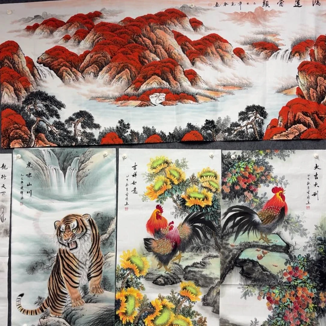 雨***霖国画2.4×1米鸿运当头画画画