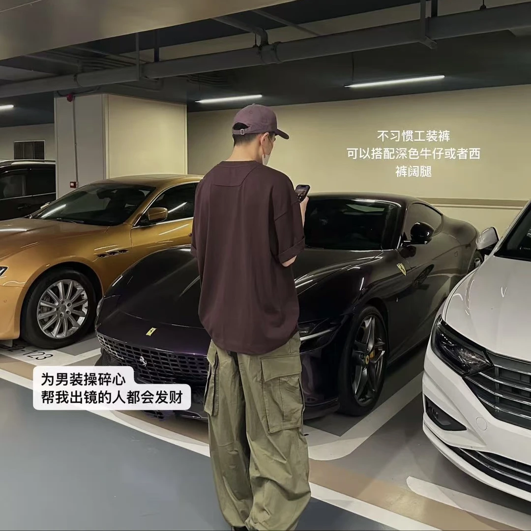 【男装首发】CBY【暗紫色】休闲美式男女同款t恤