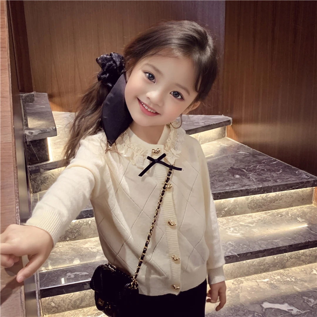 女童开衫秋装新款小女孩百搭上衣洋气儿童针织开衫秋装童装