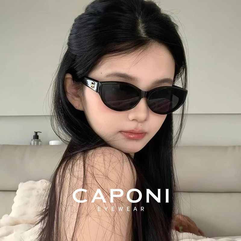 CAPONI猫眼窄框墨镜女2025新款潮高级感美式复古网红眼镜辣妹防晒