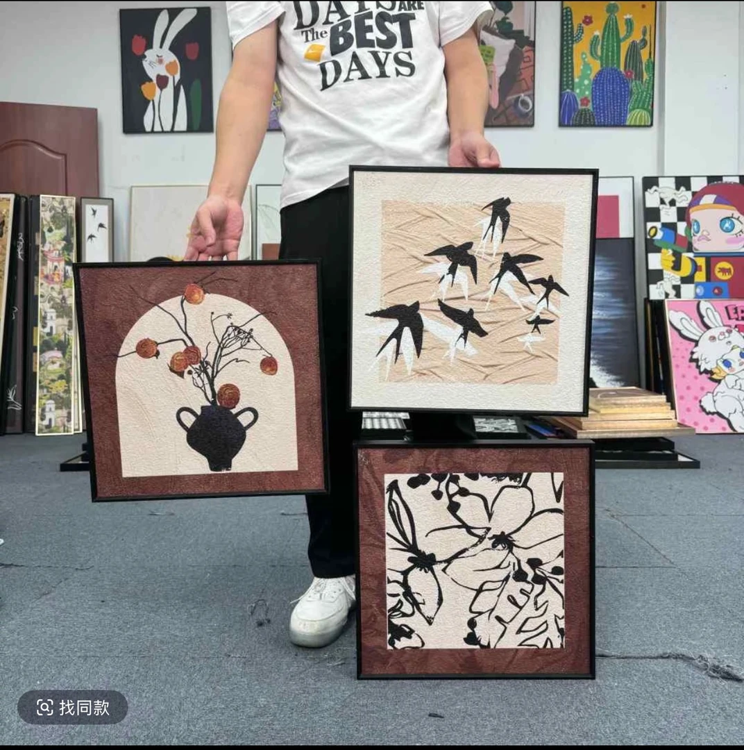 北欧餐厅背景墙装饰画奶油风饭厅挂画高级感轻奢餐桌壁画三联L17