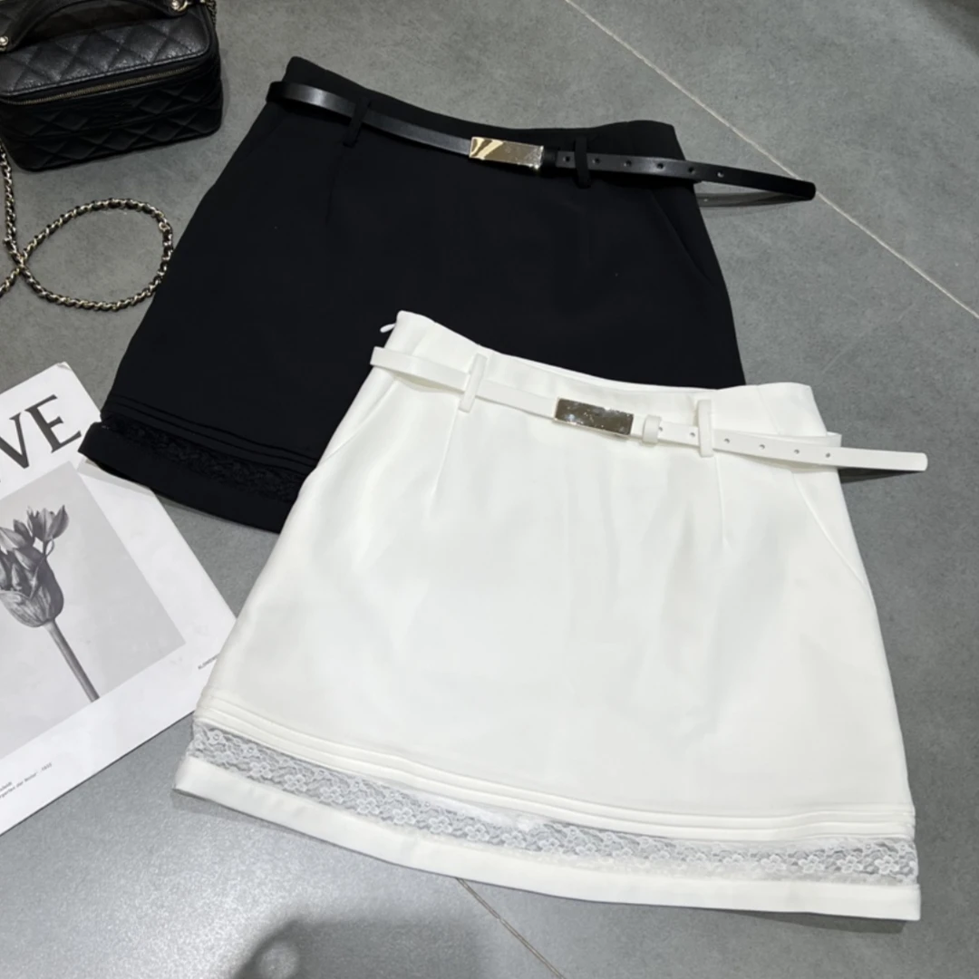 【济州岛】镂空蕾丝拼接设计休闲短裙 6027