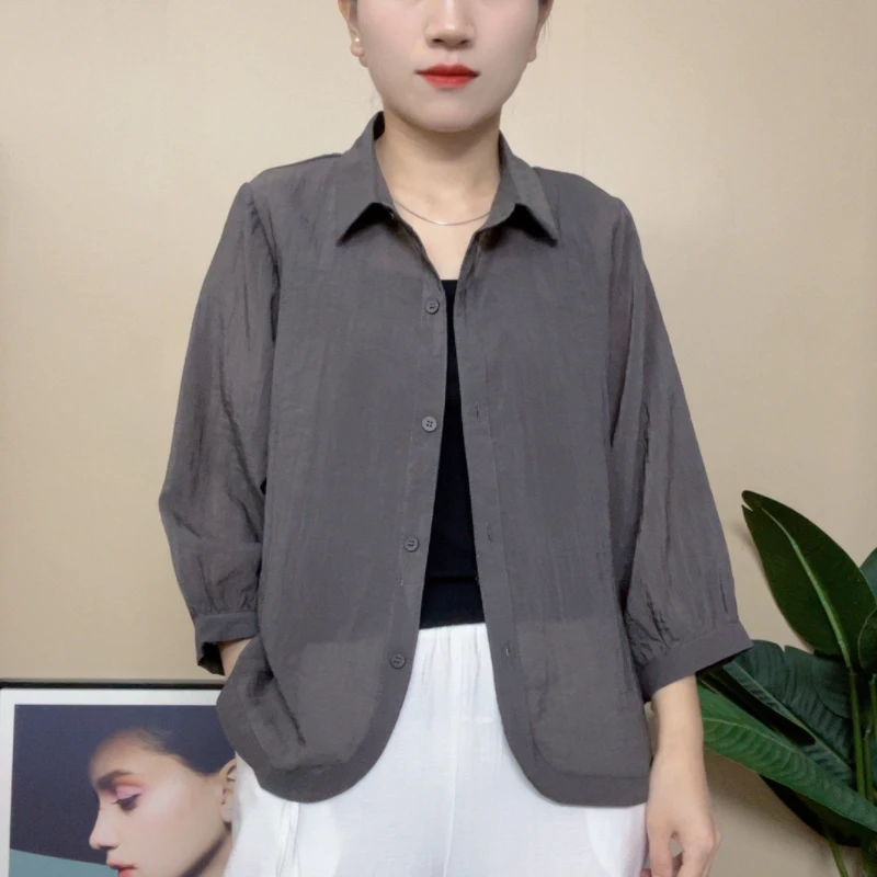 2025夏季防晒透气休闲开衫洋气百搭减龄薄款女女装禅意仙气衬衫