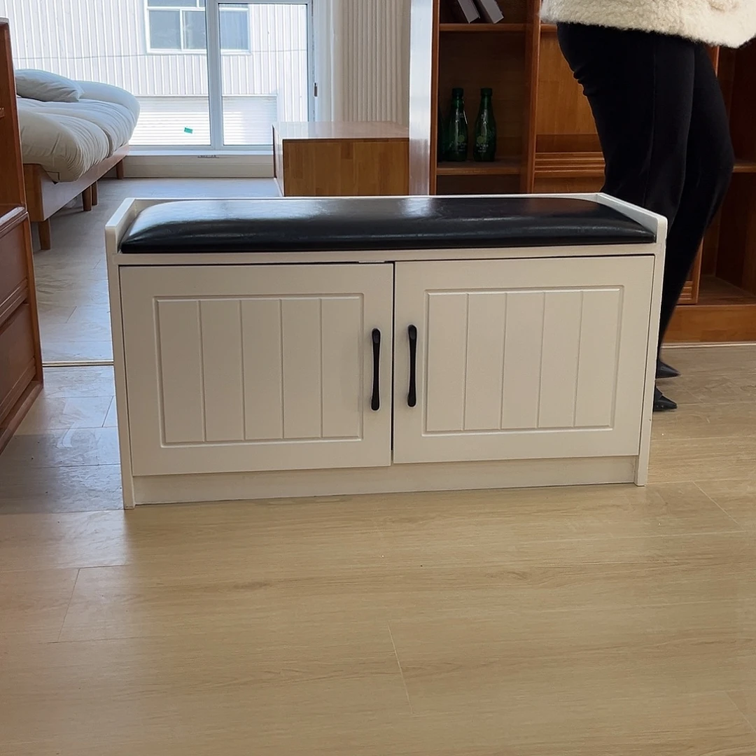 松木全实木换鞋凳