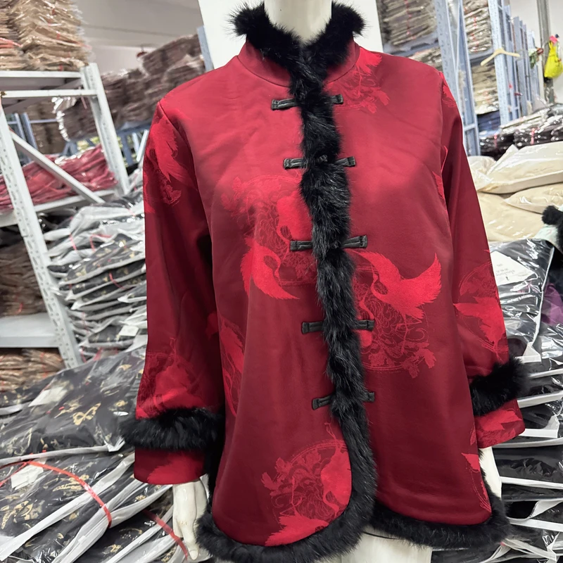 8203 新款新中式短款外套【红仙鹤】