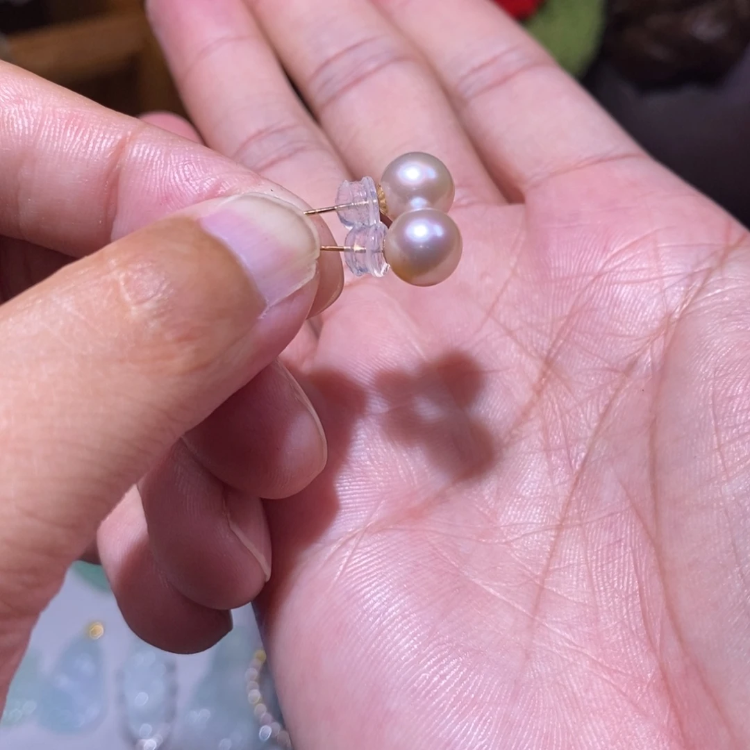 淡水珍珠18K金镶嵌颈饰耳钉120