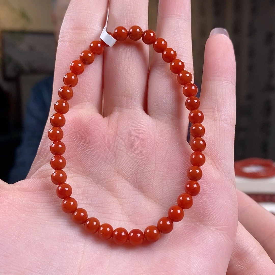 南红玛瑙未镶嵌手串原矿5mm+高品级别满色满肉瓦西川料