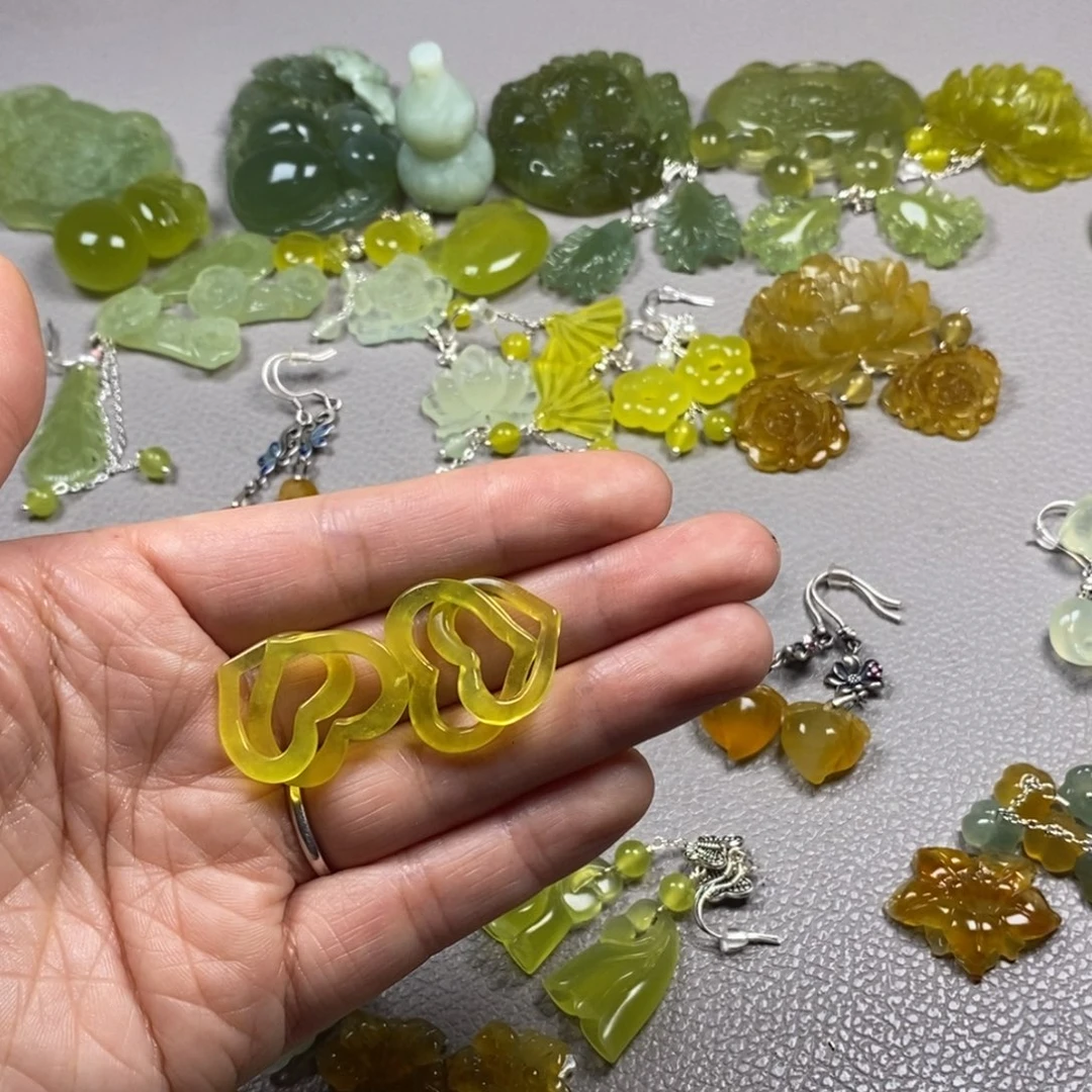 蛇纹石玉未镶嵌挂件耳饰耳环项链