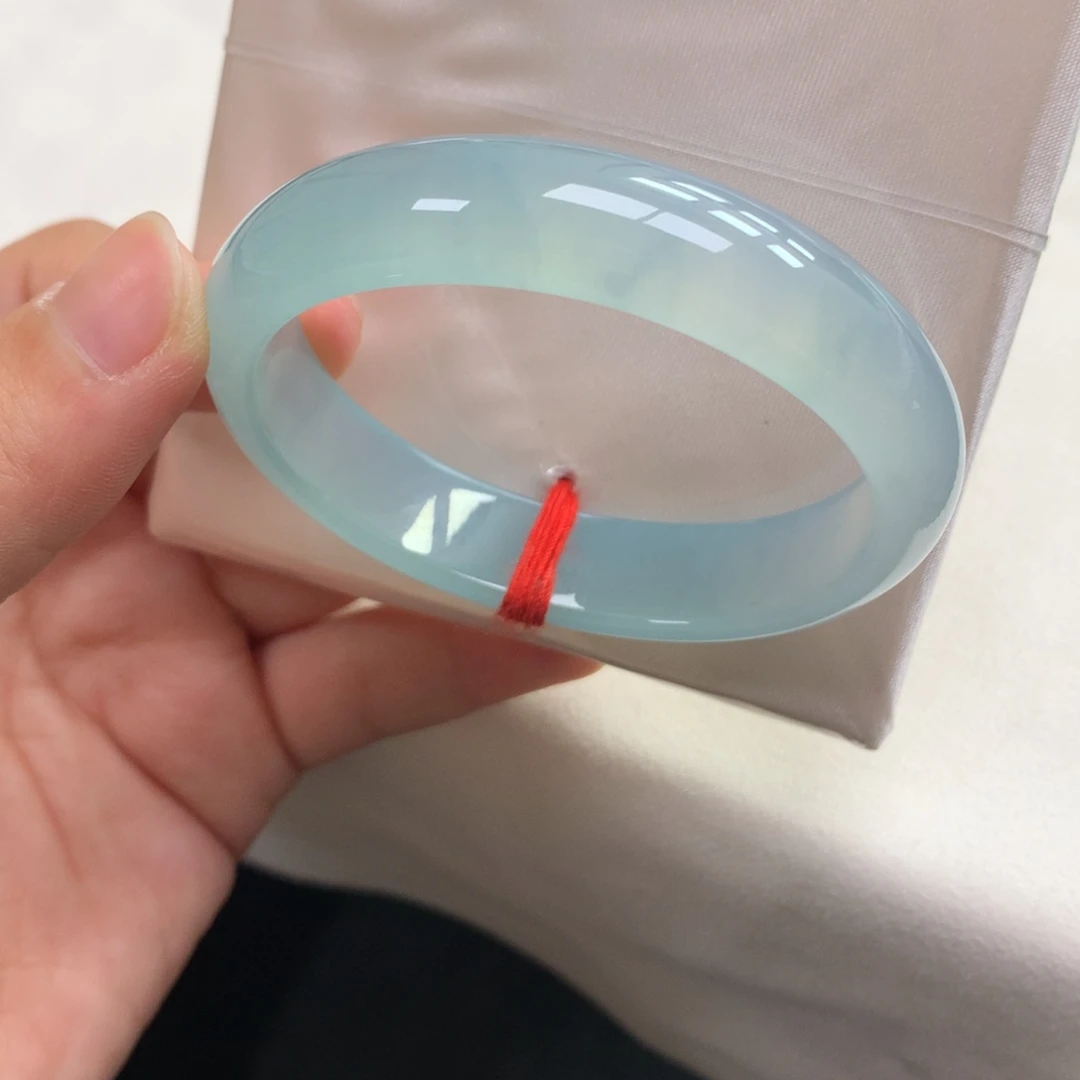 翡翠未镶嵌手镯16号52贵妃baby蓝高品质小圈口捡漏