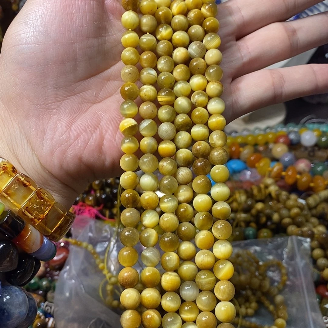 石英质玉未镶嵌，A品金虎眼8mm，