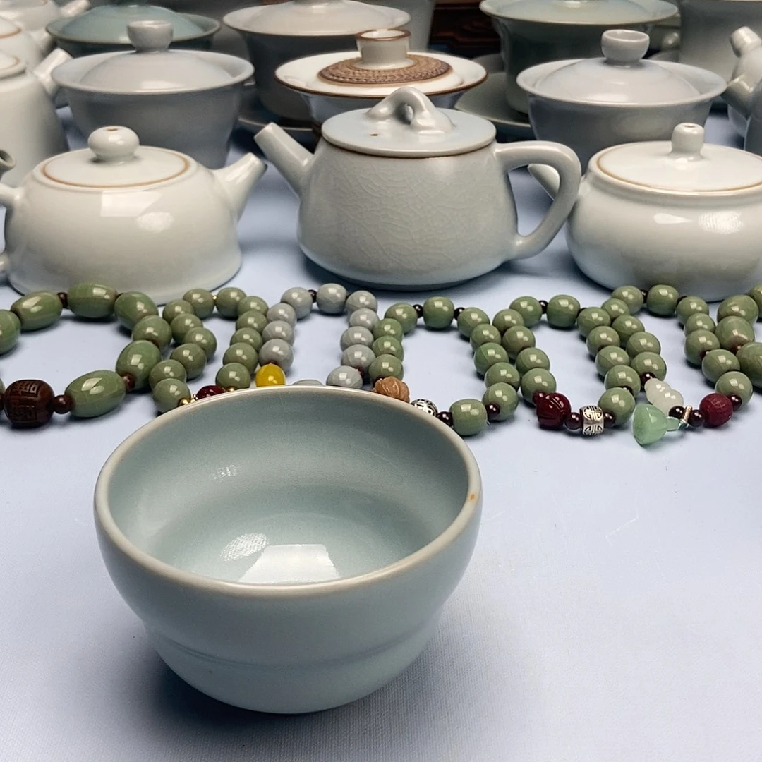 杯微微瑕天青福禄碗杯原矿原釉原产地