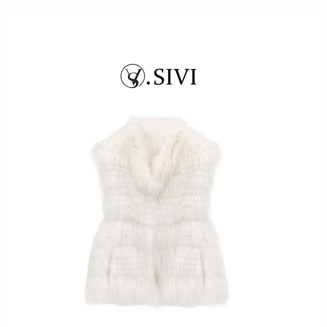 熙薇【​贵气温场】2025秋冬新款时尚洋气狐狸毛皮-草马甲H6062