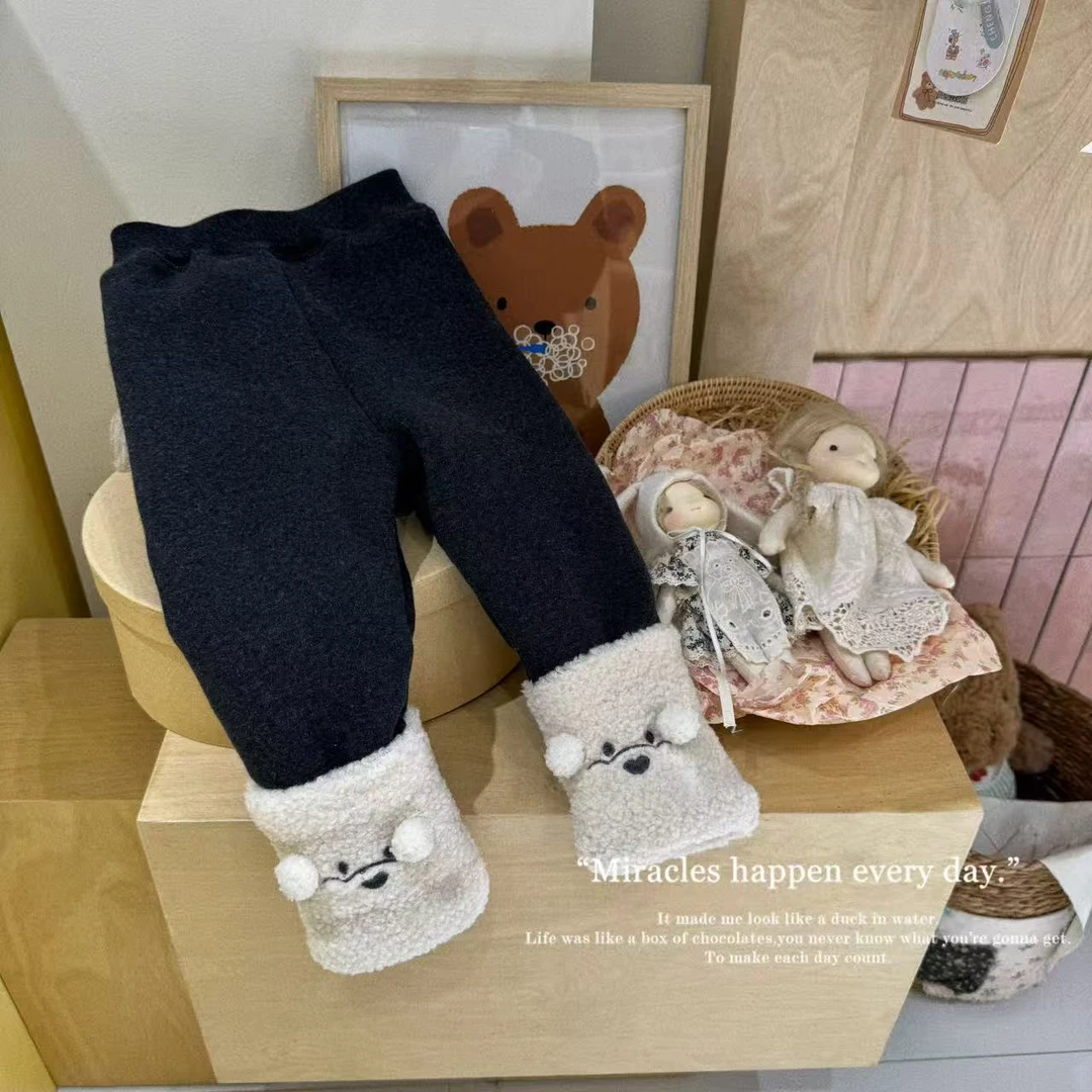 【一件过冬】BZNL·25冬~女童卡通毛毛边蚕丝棉裤打底裤9024童装汉服