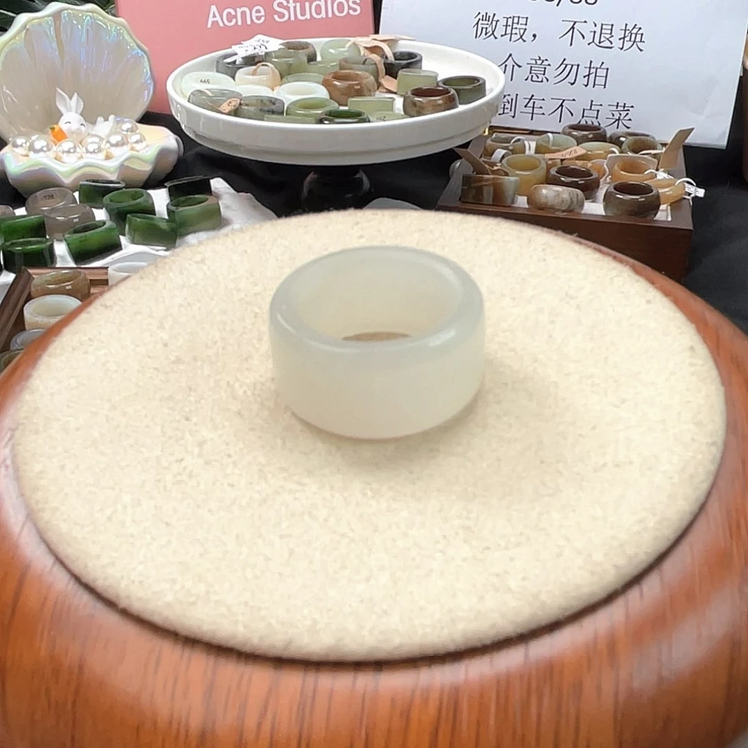 和田玉戒指未镶嵌c57冰白圆切16.5不退换