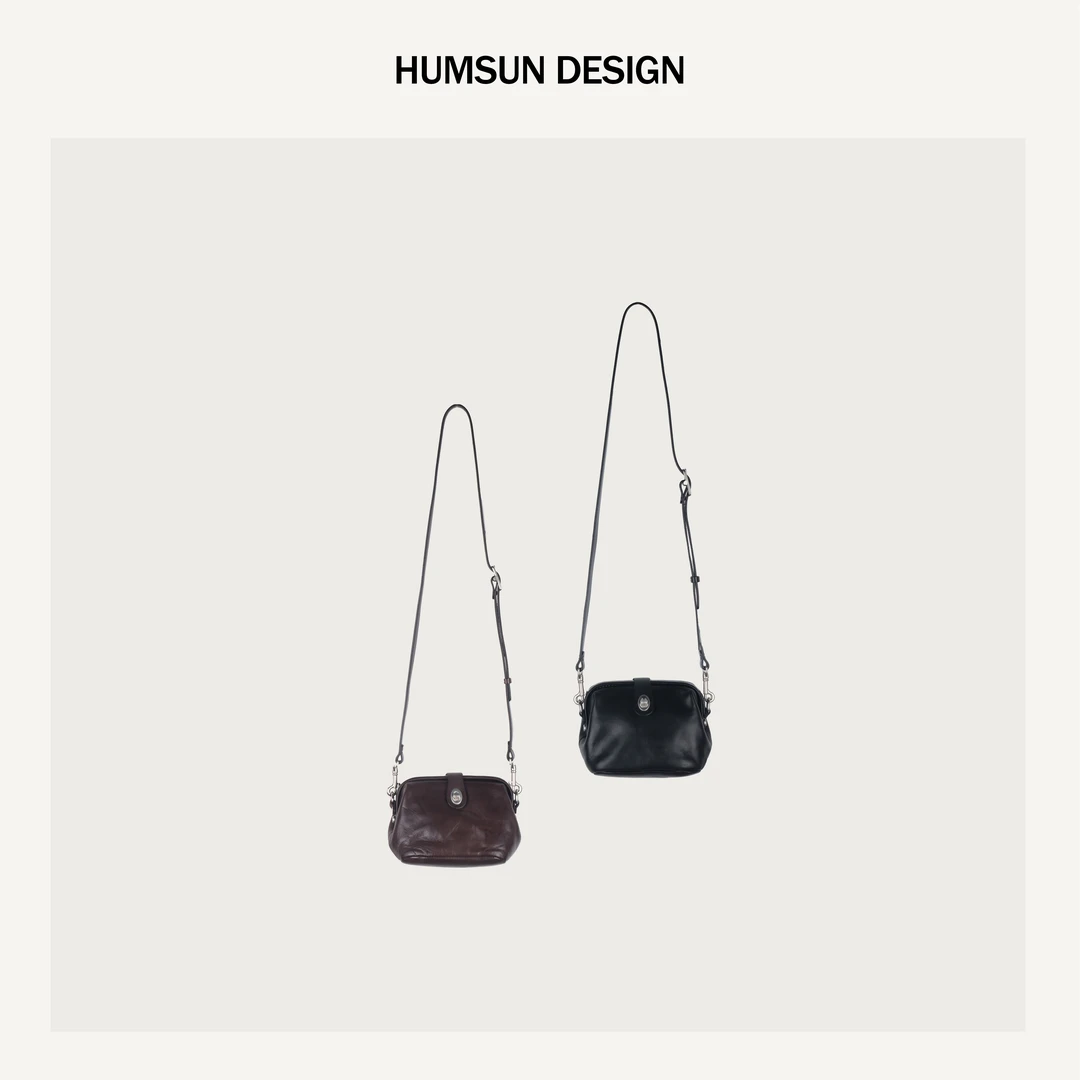 HUMSUN/禾木笙「小福包」高级感进口头层植鞣牛皮复古斜挎包 5C861